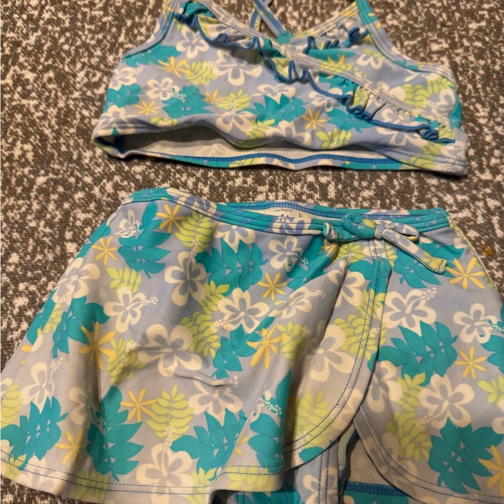 Floral Blue and Green Two-Piece Set